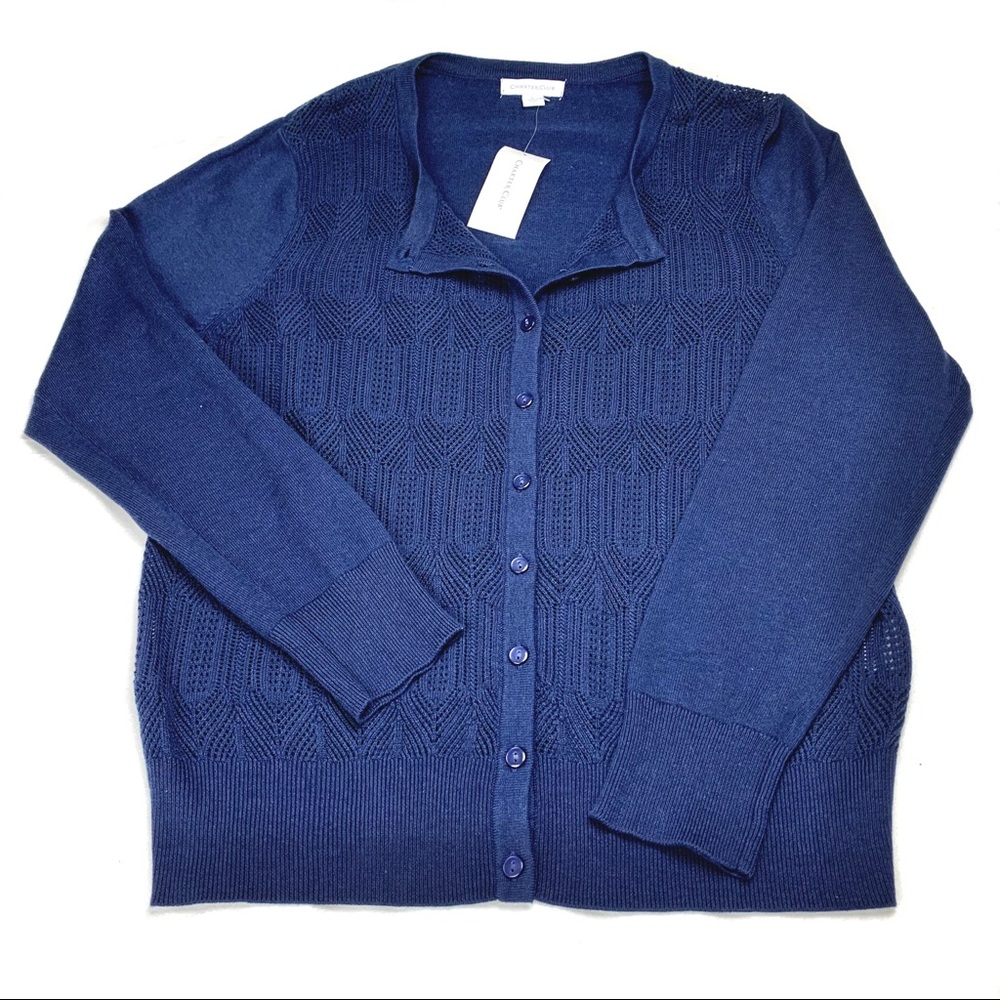 Charter Club Pointelle Knit Cardigan Sweater L